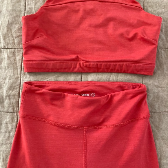 ❤️Outdoor Voices Red TechSweat Flex Set 7/8 Bra Tank Leggings pants yoga fitness - Picture 8 of 12